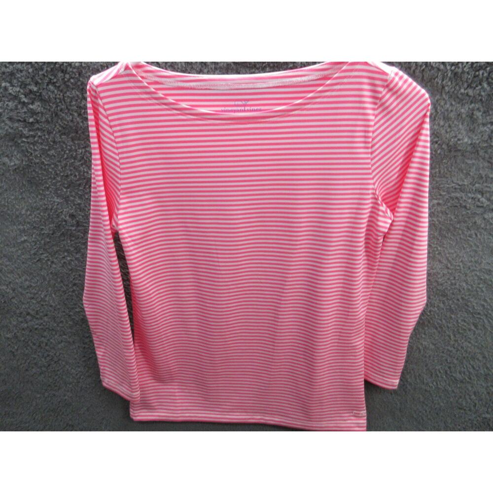 Vineyard Vines Women's XS Sankaty Striped Pink White Polyester Blend Top
